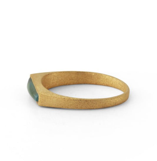 Silberring mit Chalcedon, 18ct vergoldet - Perla d'Oro