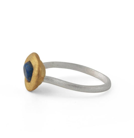 Silberring mit Lapis, 18ct vergoldet - Perla d'Oro