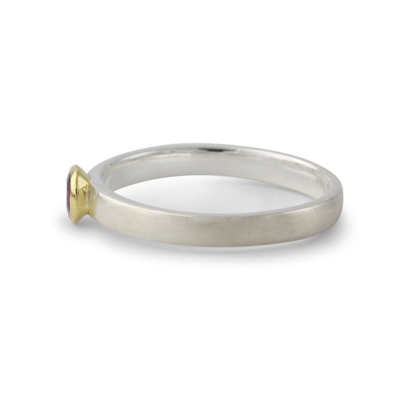 Silberring mit Rhodolith, 18ct vergoldet - Perla d'Oro