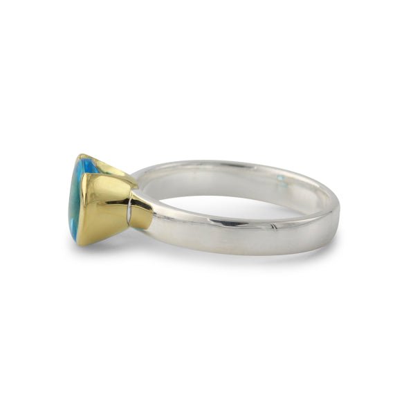 Silberring mit Swiss Topas 8 mm, 18ct vergoldet - Perla d'Oro