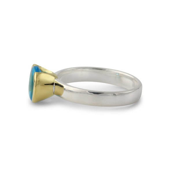 Silberring mit Swiss Topas 8 mm, 18ct vergoldet - Perla d'Oro