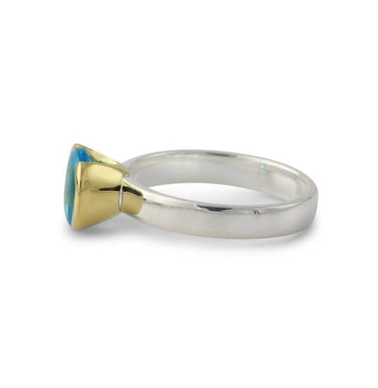 Silberring mit Swiss Topas 8 mm, 18ct vergoldet - Perla d'Oro