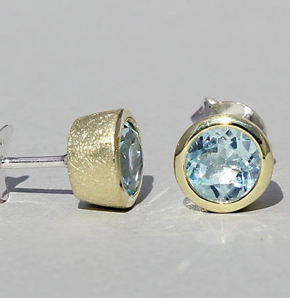 Vergoldeter Silberohrstecker rund Topas - Perla d'Oro