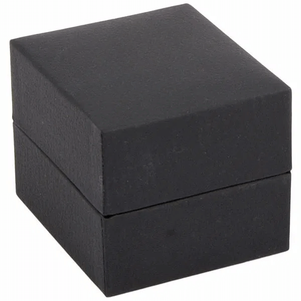 Ringetui aus Kunstleder mit Velour-Einsatz – außen 46 × 52 × 43 mm, innen 41 × 41 × 30 mm, schwarze Klappbox