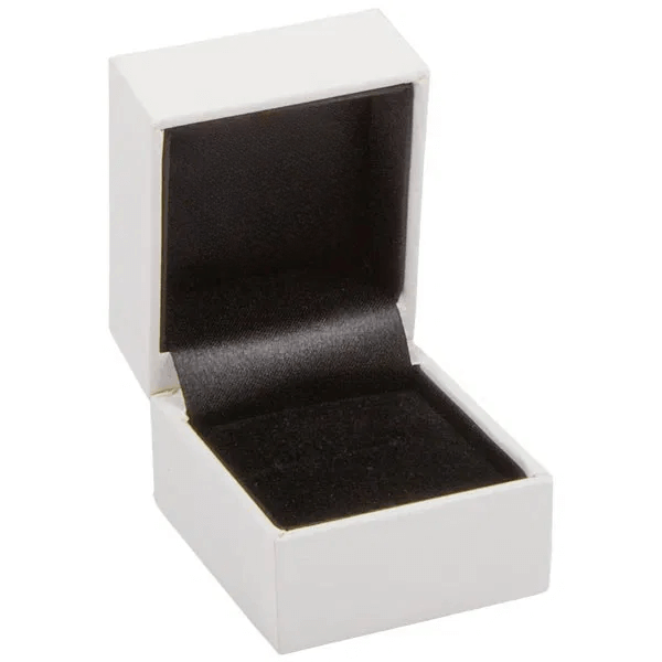 Ring Etui – Klappbox aus Kunstleder mit Velour-Einsatz, Außen 46 × 52 × 43 mm, Innen 41 × 41 × 30 mm