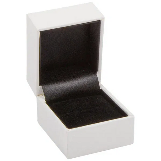 Ring Etui – Klappbox aus Kunstleder mit Velour-Einsatz, Außen 46 × 52 × 43 mm, Innen 41 × 41 × 30 mm