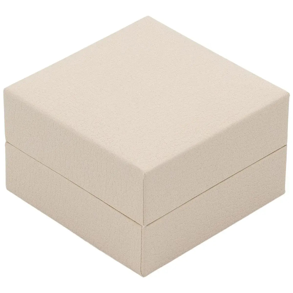 Ohrringe- & Anhängeretui aus Kunstleder & Velours, creme, Außenmaße 64×64×39 mm, Innen 52×58×29 mm