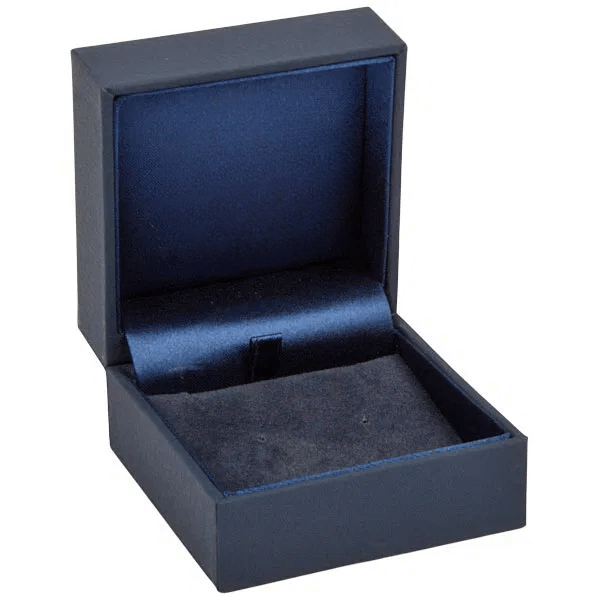 Ohrringe- & Anhängeretui 64 × 64 × 39 mm, dunkelblaue Kunstleder/Velours-Schmuckbox, Innen 52 × 58 × 29 mm, offen
