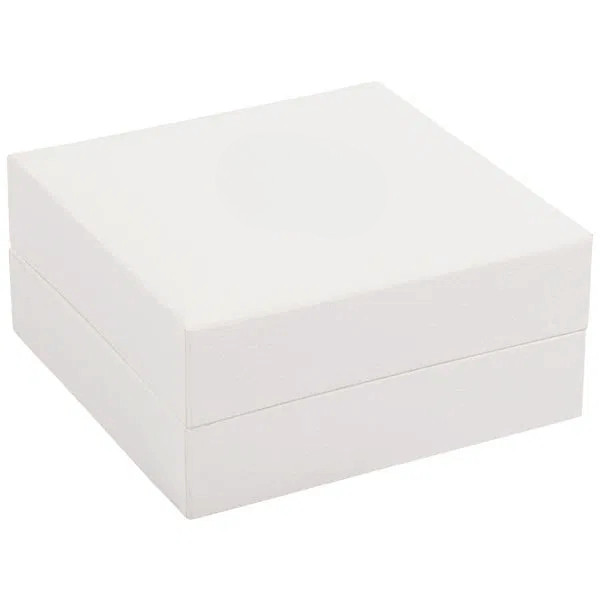Weiße Schmuckbox, Halskette & Anhängeretui, Außenmaße 90 × 90 × 41 mm, Deckel geschlossen