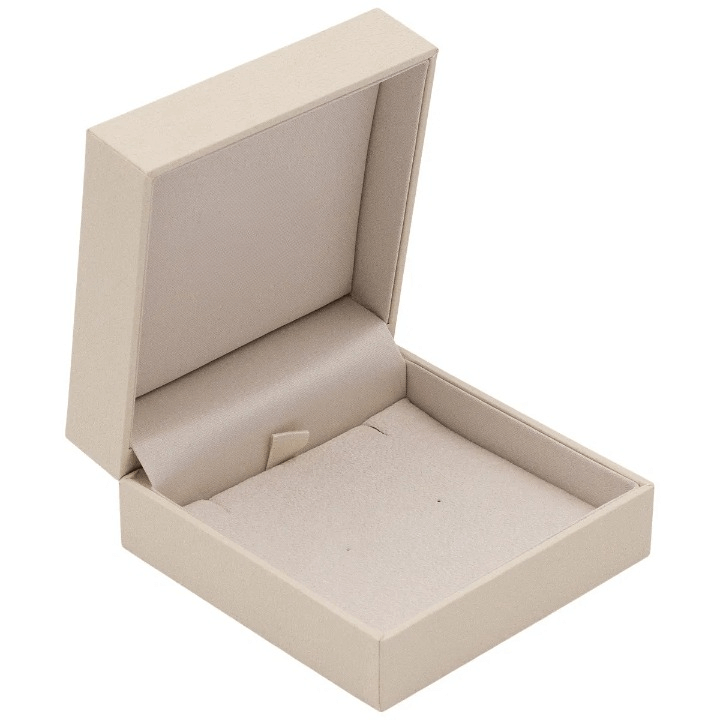 Halskette & Anhängeretui – 90 × 90 × 41 mm, offenes Schmuckkästchen mit Veloureinsatz, schwarzes Kunstleder außen