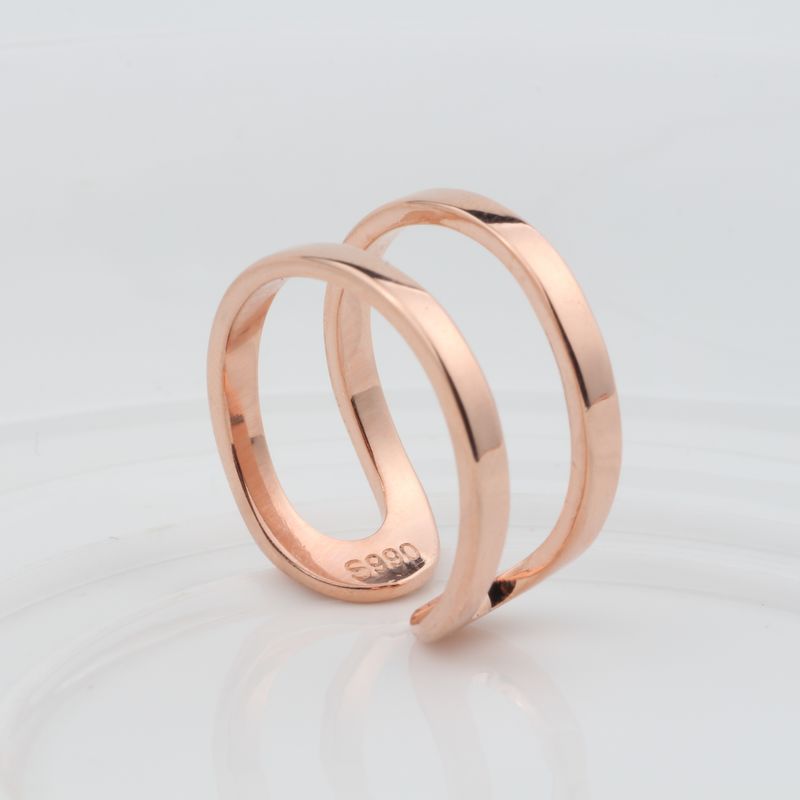 Verstellbare U-förmige Ringe aus 990er Sterlingsilber im Gold-Look - Perla d'Oro