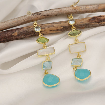 Edelsteinohrringe Seraphina Mare aus 925er Silber – MadamLili, Aquamarin, Chalcedon, Peridot, Mondstein, türkisanhänger