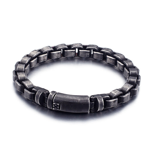 Herrenarmband Titanium in Schwarz aus Edelstahl, 22-24,5 cm lang und 9 mm breit, ideal für Männer. Perla d'Oro