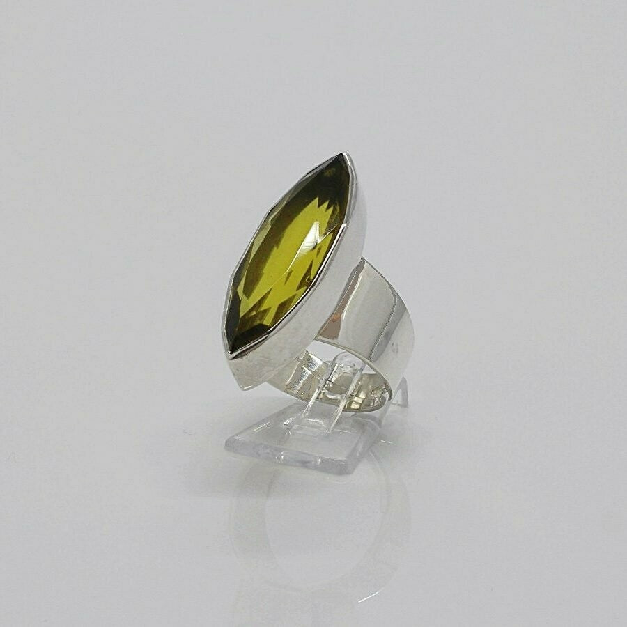 Silberring Obsidian goldbraun 1 × 3 cm, handgefertigtes Unikat aus Deutschland.