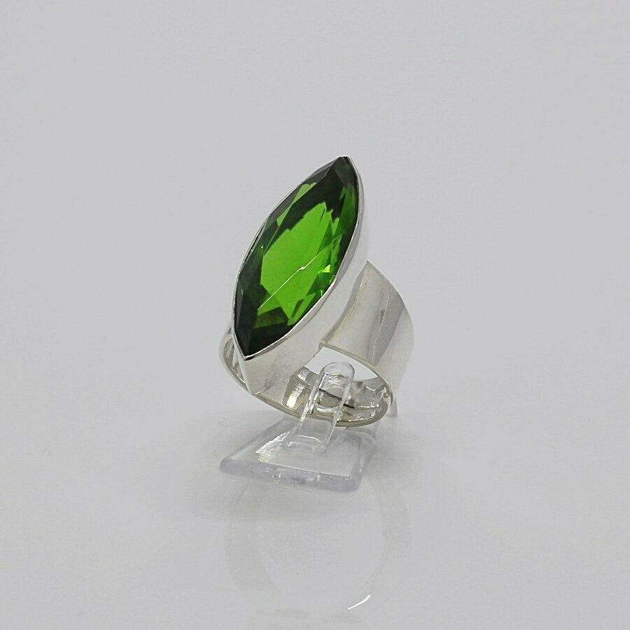 Silberring Obsidian smaragdgrün 1 x 3 cm - Perla d'Oro