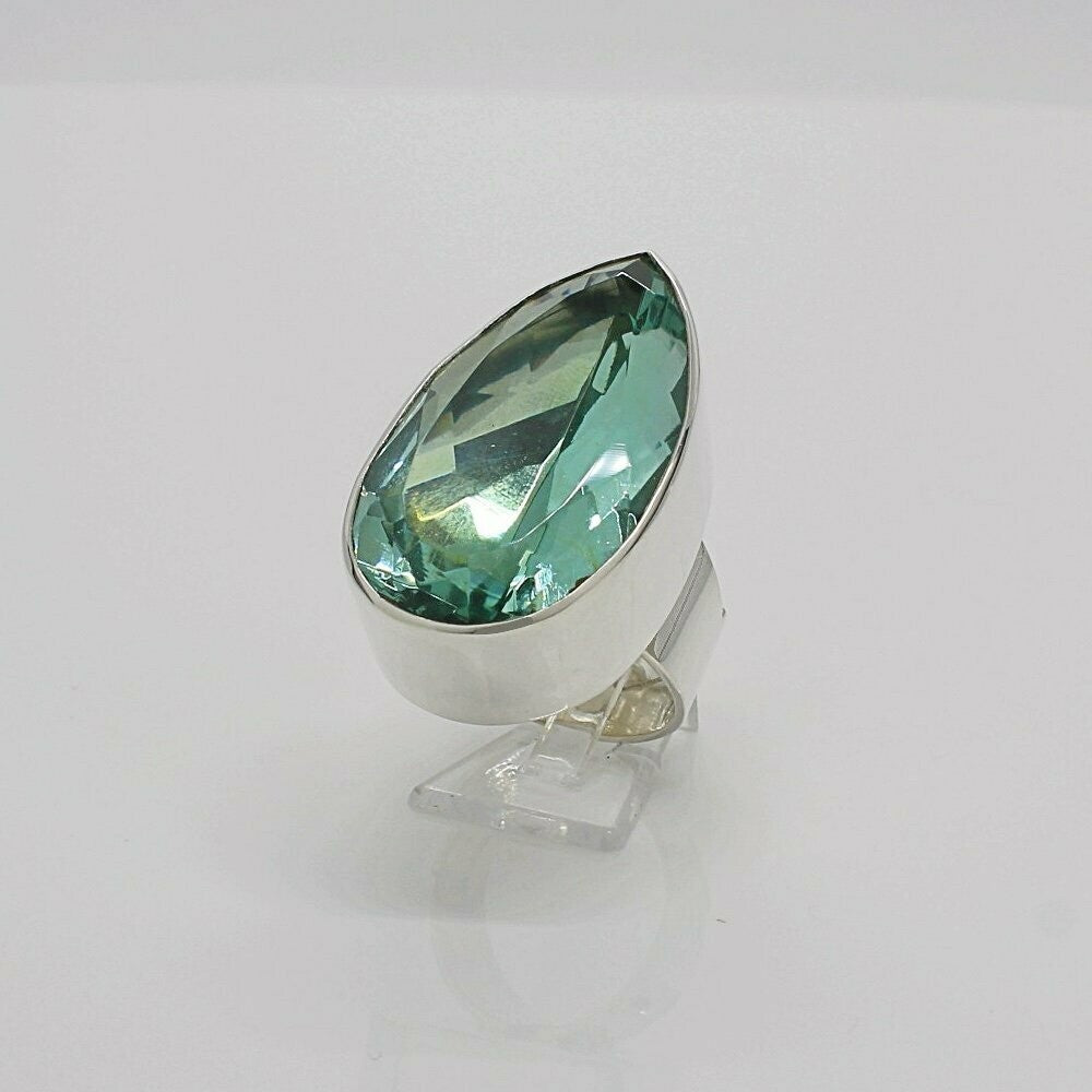 Silberring mit meerblauem Obsidian-Tropfen, ca. 2 × 3 cm – handgefertigter Schmuck von Tipico-eigenArt