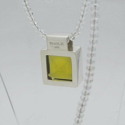 Quadratischer Obsidian-Anhänger goldbraun mit Silberfassung, 2 × 2 cm, handgefertigtes Unikat