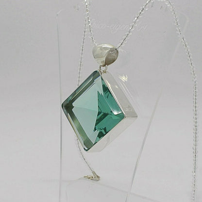 Silberanhänger aus meerblauem Obsidian, Quadrat (quer), 3,5 x 3,5 cm, Tipico-eigenArt