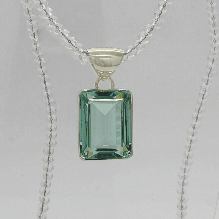 Silberanhänger Obsidian meerblau Rechteck 2 x 1,5 cm - Perla d'Oro