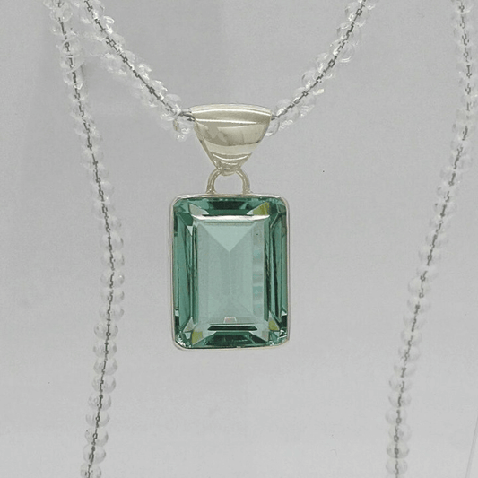 Silberanhänger Obsidian meerblau Rechteck 2 x 1,5 cm - Perla d'Oro