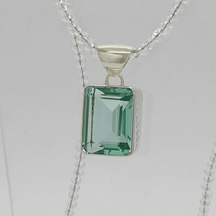 Silberanhänger Obsidian meerblau Rechteck 2 x 1,5 cm - Perla d'Oro