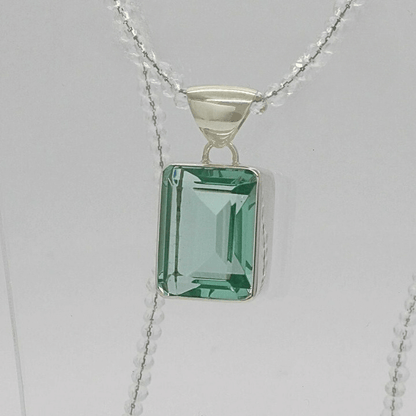 Silberanhänger Obsidian meerblau Rechteck 2 x 1,5 cm - Perla d'Oro