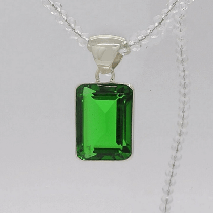 Silberanhänger Obsidian smaragdgrün Rechteck 2 x 1,5 cm - Perla d'Oro