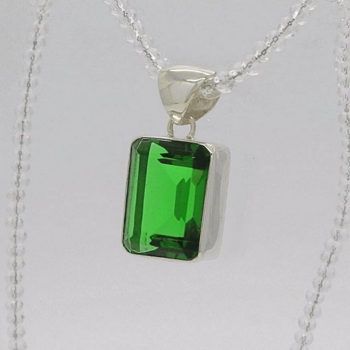 Silberanhänger Obsidian smaragdgrün Rechteck 2 x 1,5 cm - Perla d'Oro