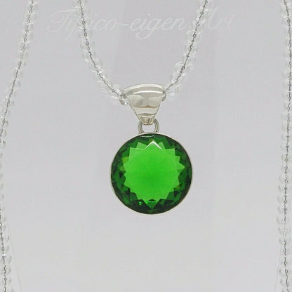Silberanhänger Obsidian smaragdgrün rund Ø2 cm, handgefertigt in Deutschland.