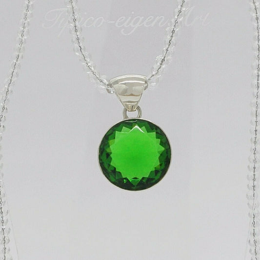 Silberanhänger Obsidian smaragdgrün rund Ø2 cm, handgefertigt in Deutschland.