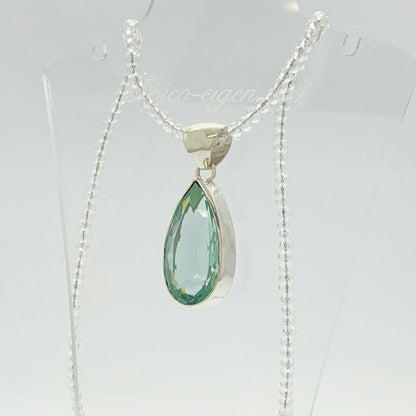 Silberanhänger Obsidian meerblau Tropfen, 1,5 × 3 cm, von Tipico-eigenArt, mit Sterlingsilberfassung an Halskette