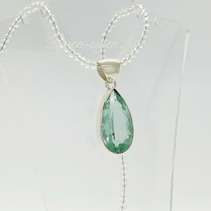 Tropfenförmiger Obsidian-Anhänger, meerblau, 1,5 × 3 cm, Silberfassung