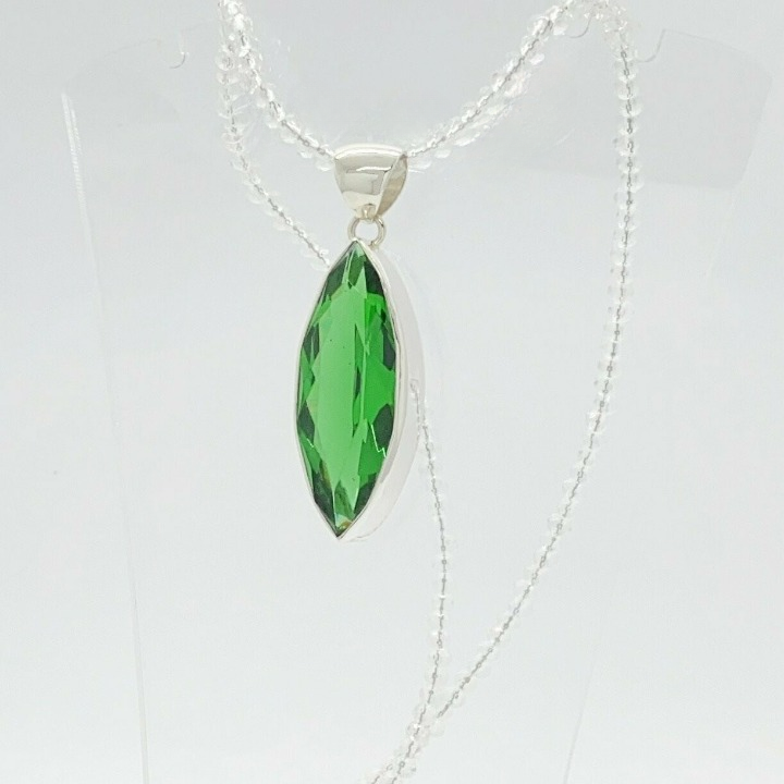 Silberanhänger Obsidian smaragdgrün 1,5 x 4 cm - Perla d'Oro