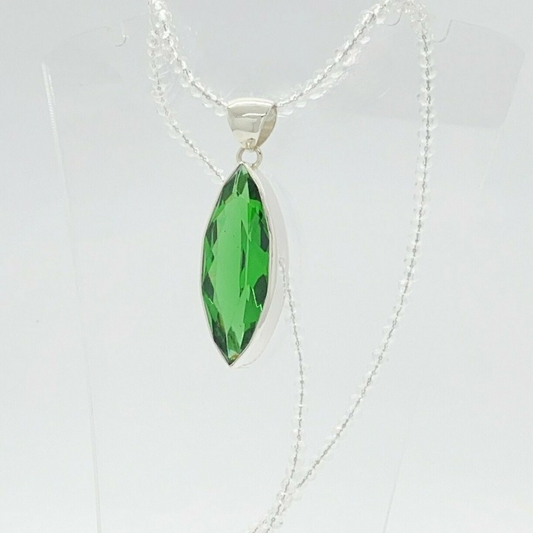 Silberanhänger Obsidian smaragdgrün 1,5 x 4 cm - Perla d'Oro