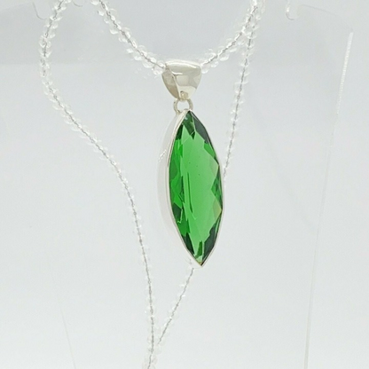 Silberanhänger Obsidian smaragdgrün 1,5 x 4 cm - Perla d'Oro