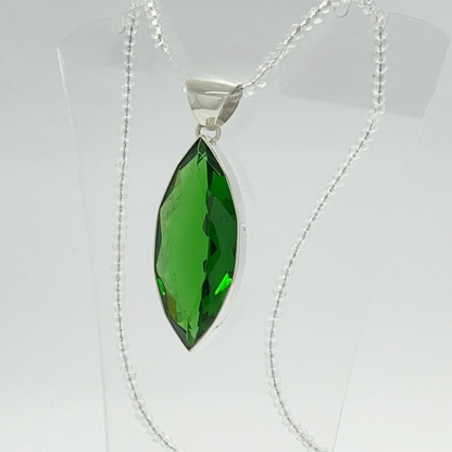 Silberanhänger Obsidian smaragdgrün 2 x 5 cm - Perla d'Oro