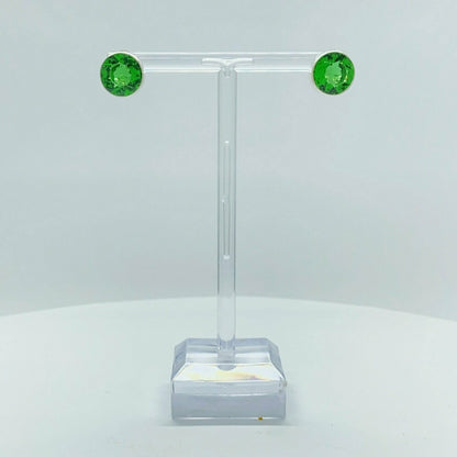 Paar Ohrstecker Obsidian smaragdgrün rund 1 cm, facettiert, zeitlos elegant.