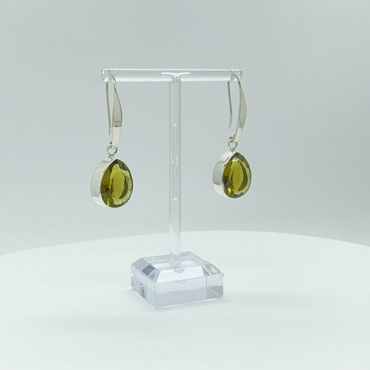 Ohrhänger aus Obsidian goldbraun Tropfenform, 1,5 × 2 cm, 925er Silber, Designhaken