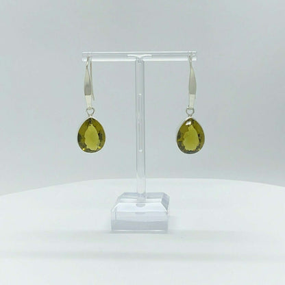 Ohrstecker Obsidian goldbraun Tropfen, 1,5 × 2 cm, Designhaken, massiver 925er Silber