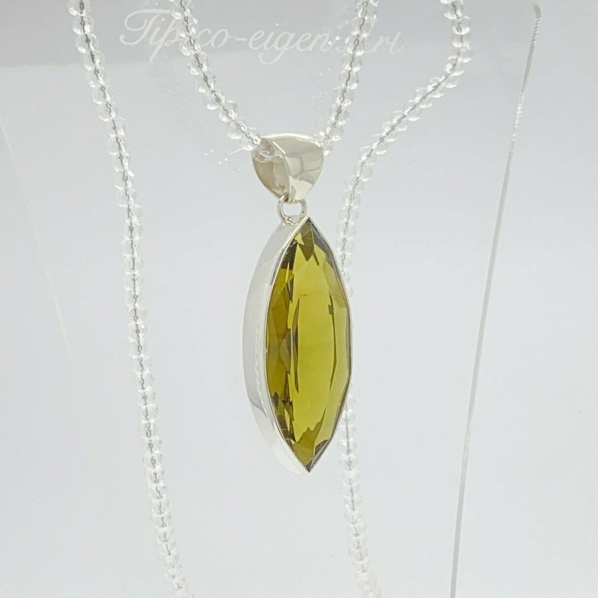 Silberanhänger Obsidian goldbraun, länglich 1,5 × 4 cm, handgefertigt aus 925er Silber