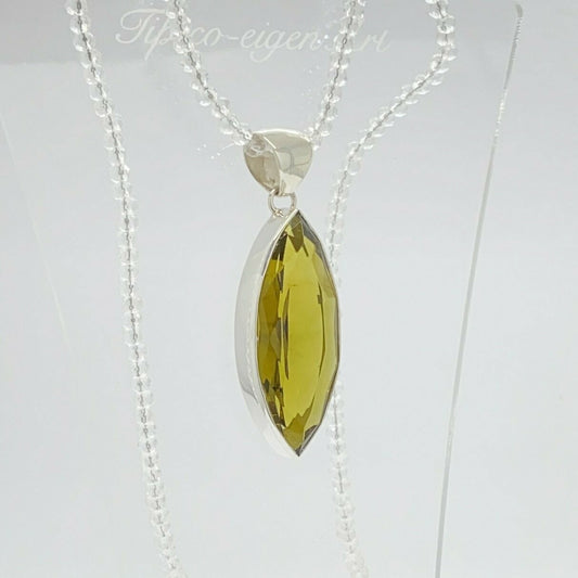 Silberanhänger Obsidian goldbraun, länglich 1,5 × 4 cm, handgefertigt aus 925er Silber