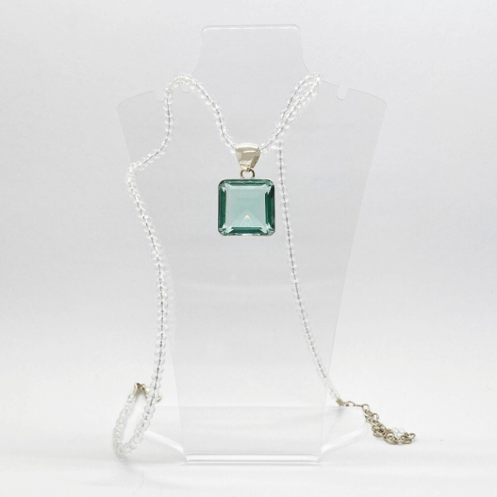 Silberanhänger Obsidian meerblau Quadrat 2 x 2 cm - Perla d'Oro