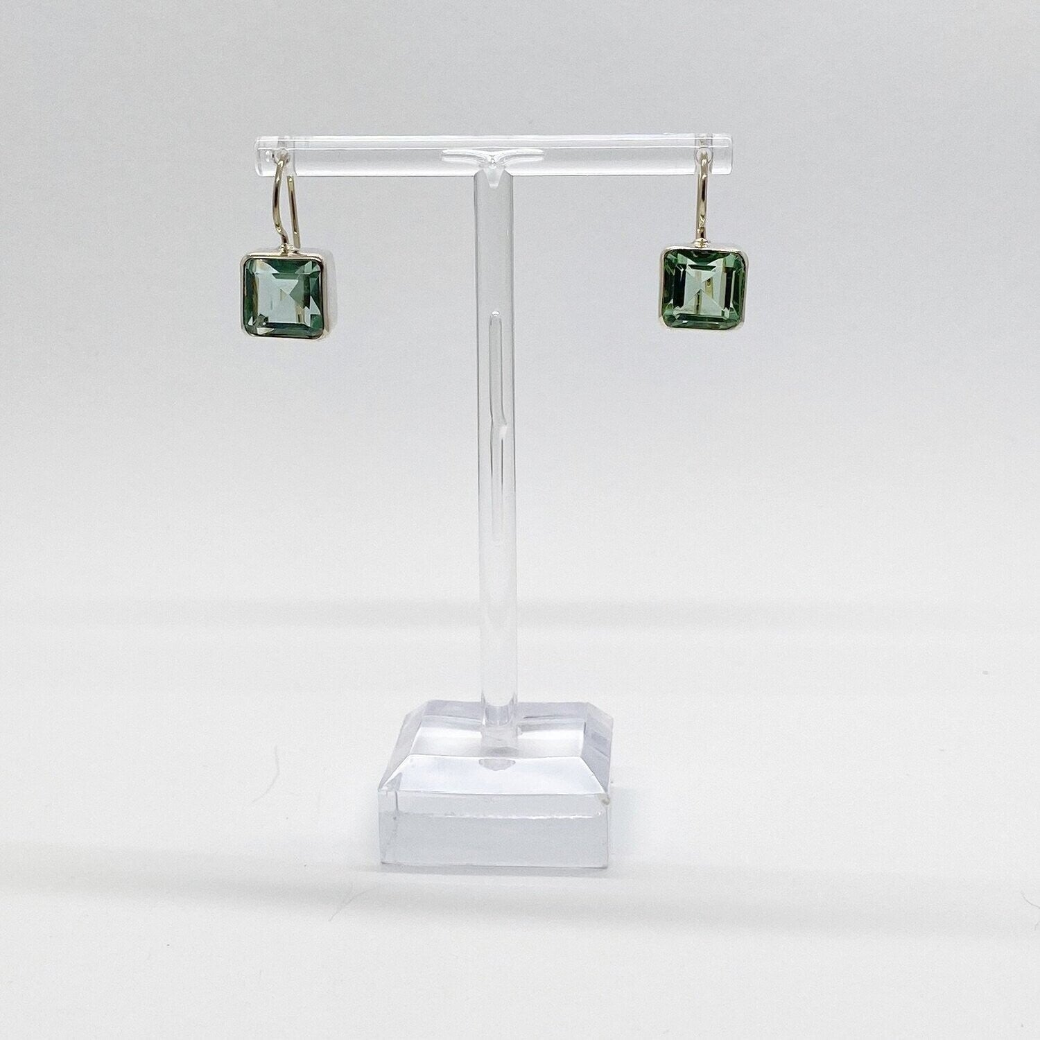 Ohrhänger aus 925 Sterling Silber mit quadratischen meerblauen Obsidian-Steinen 1 × 1 cm