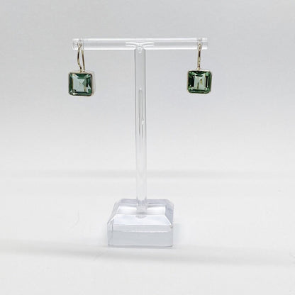 Ohrhänger aus 925 Sterling Silber mit quadratischen meerblauen Obsidian-Steinen 1 × 1 cm