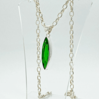 Silberanhänger Obsidian smaragdgrün 1 x 4 cm - Perla d'Oro