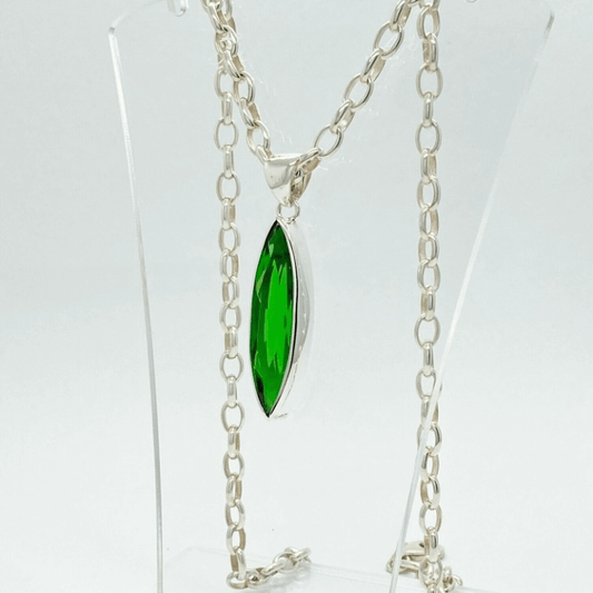 Silberanhänger Obsidian smaragdgrün 1 x 4 cm - Perla d'Oro