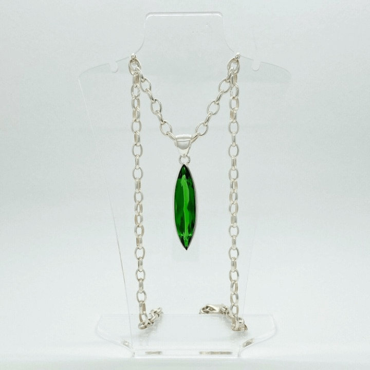 Silberanhänger Obsidian smaragdgrün 1 x 4 cm - Perla d'Oro