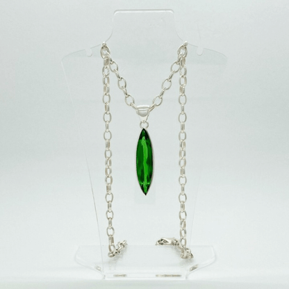 Silberanhänger Obsidian smaragdgrün 1 x 4 cm - Perla d'Oro