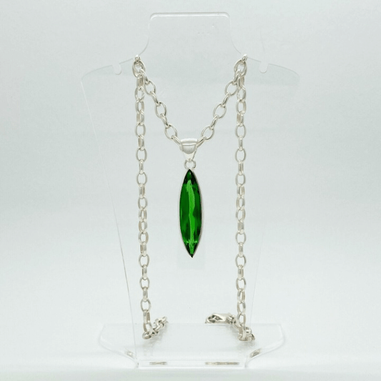 Silberanhänger Obsidian smaragdgrün 1 x 4 cm - Perla d'Oro