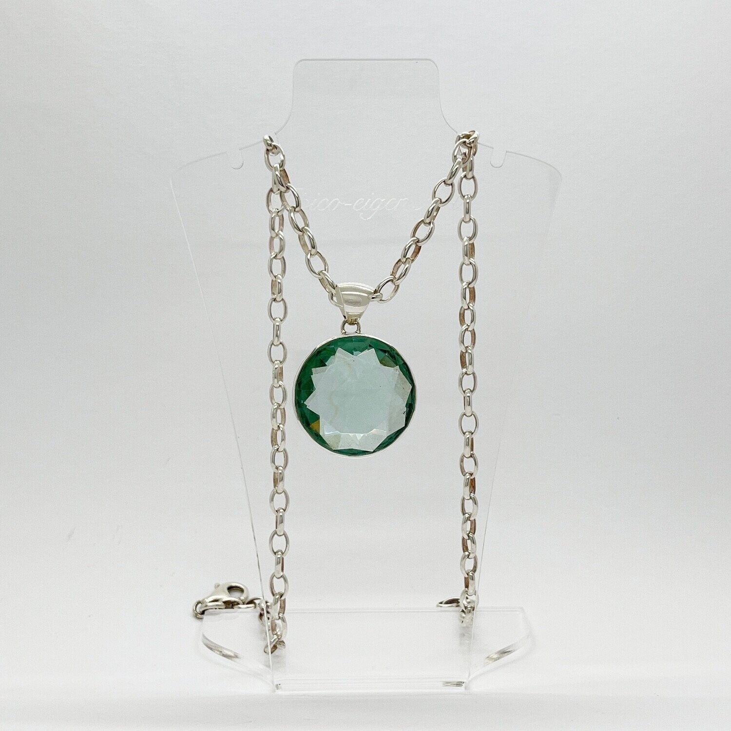 Silberanhänger Obsidian meerblau Rund 3 cm - Perla d'Oro